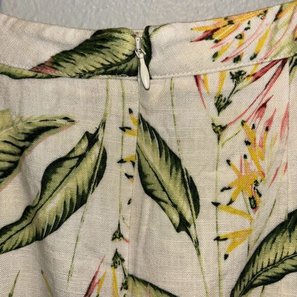 BCBG MAXAZRIA Bird of Paradise XXS Linen MIDI Skirt Tropical Floral Coconut Girl - Picture 4 of 8